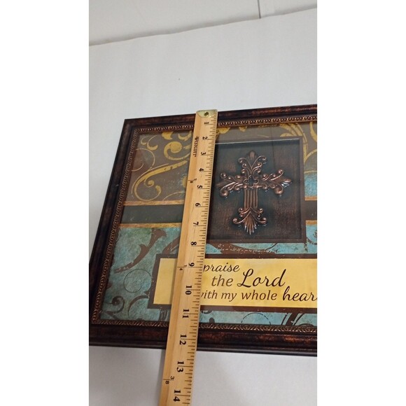Framed Shadow box Cross Picture Quote Religious Wall Art Christianity - Picture 4 of 4